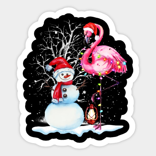 Awesome Flamingo Snowman Winter Snow Merry Christmas Sticker by cogemma.art